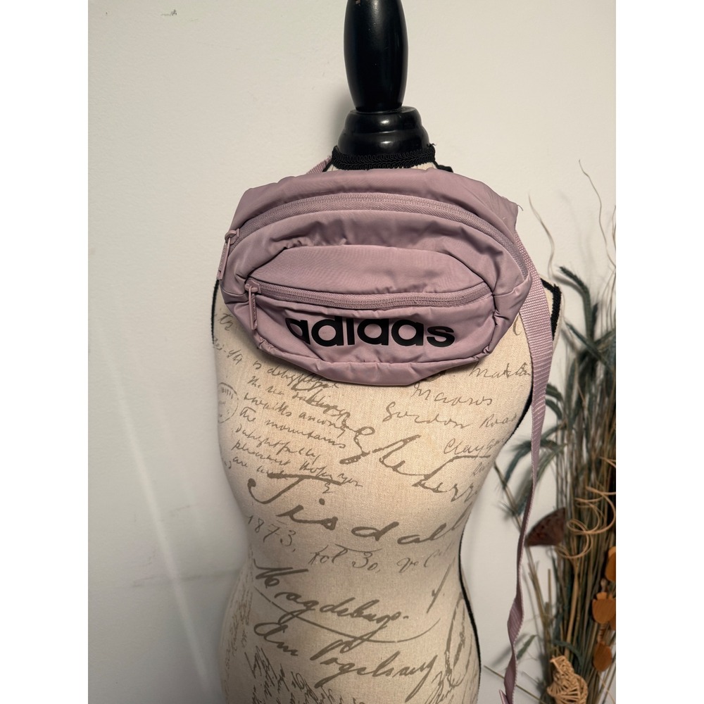 Adidas Waist Bag Fanny Pack Mauve Pink Black Logo Adjustable Strap Travel‎ Bag